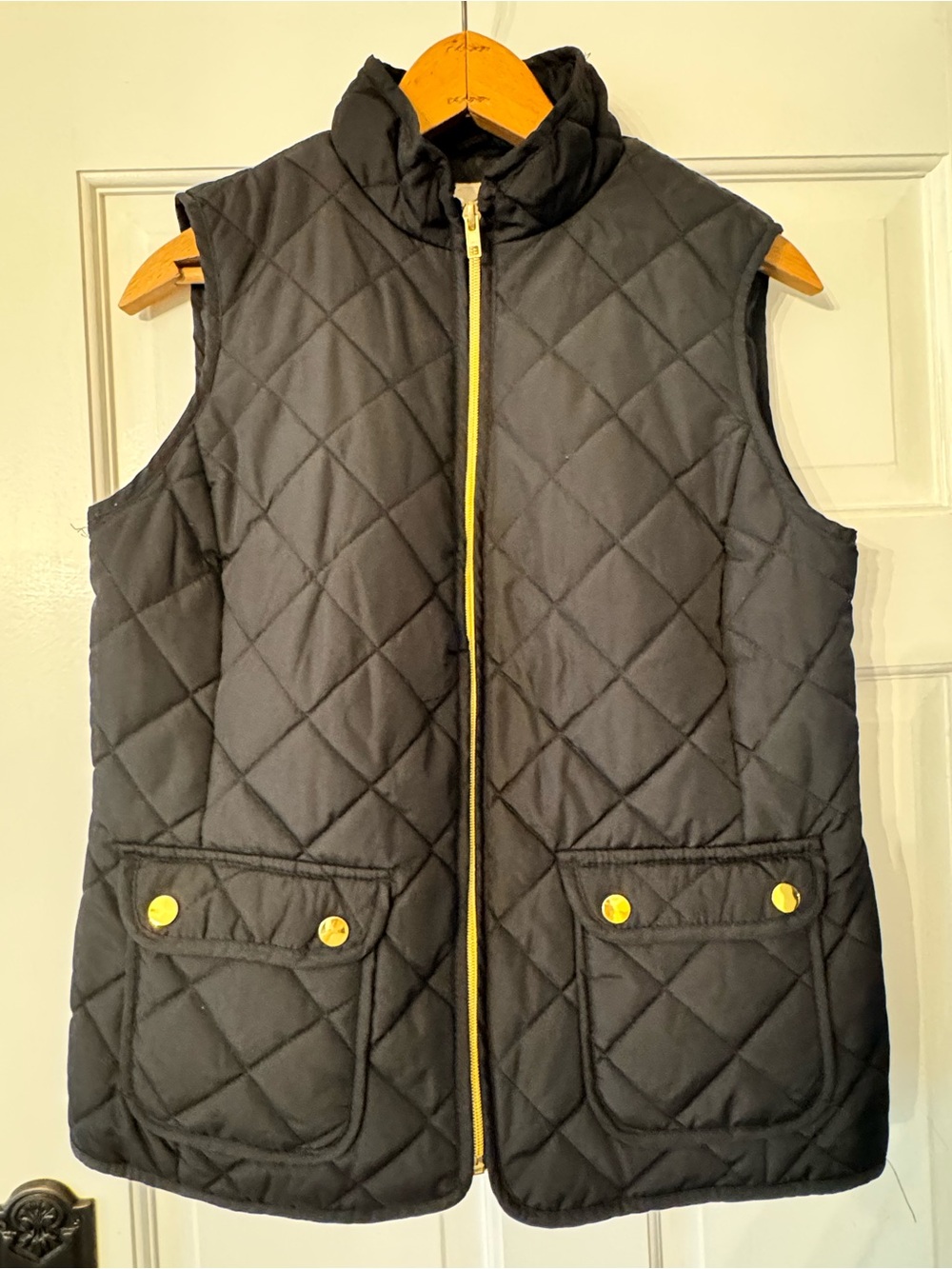 St. John's Bay Black Quilted Vest with Gold detail